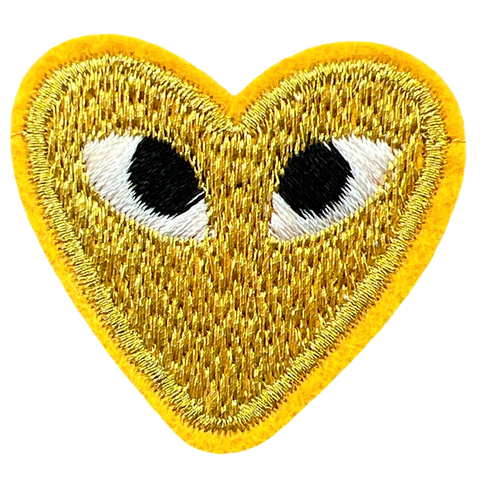 Hartje Met Oogjes Strijk Embleem Patch Goud