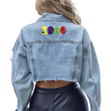 Cijfer Nummer 1, 9, 8 en 0 Strijk Embleem Patches Multicolor \als voorbeeld op de rugzijde van een spijkerjasje