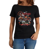 Vintage Motor Easy Rider Strijk Applicatie op een zwart t-shirt