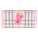 Cijfer Nummer 7 Strijk Embleem Patches Multicolor op een geblokte portemonnee