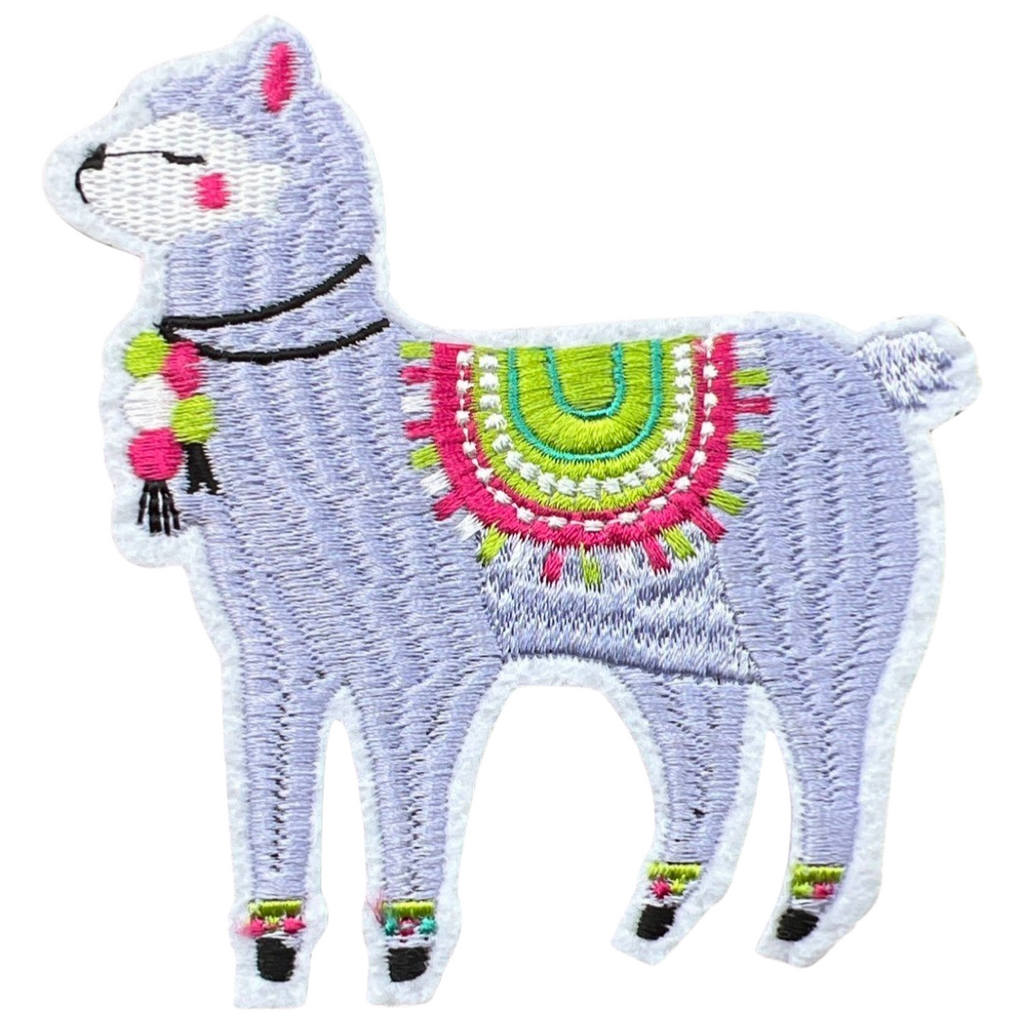 Lama Alpaca Strijk Embleem Patch Lila