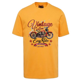 Vintage Motor Easy Rider Strijk Applicatie op een  oranje t-shirt