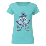 Anker Ahoi Full Color Strijk Applicatie opeen lichtblauw t-shirt