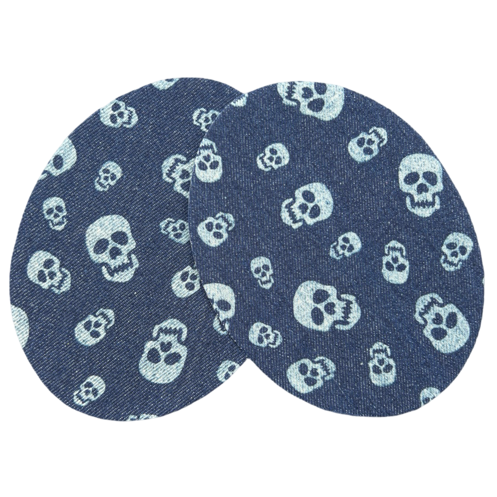 Knie Elleboog Strijk Patch Set Denim Doodskoppen