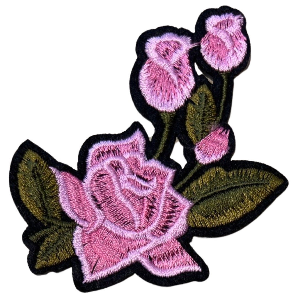 Rosa Rosen-Zweig-Emblem-Aufnäher zum Aufbügeln