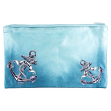 De twee kleine versies van de Anker Ahoi Full Color Strijk Applicatie op een blauw etui