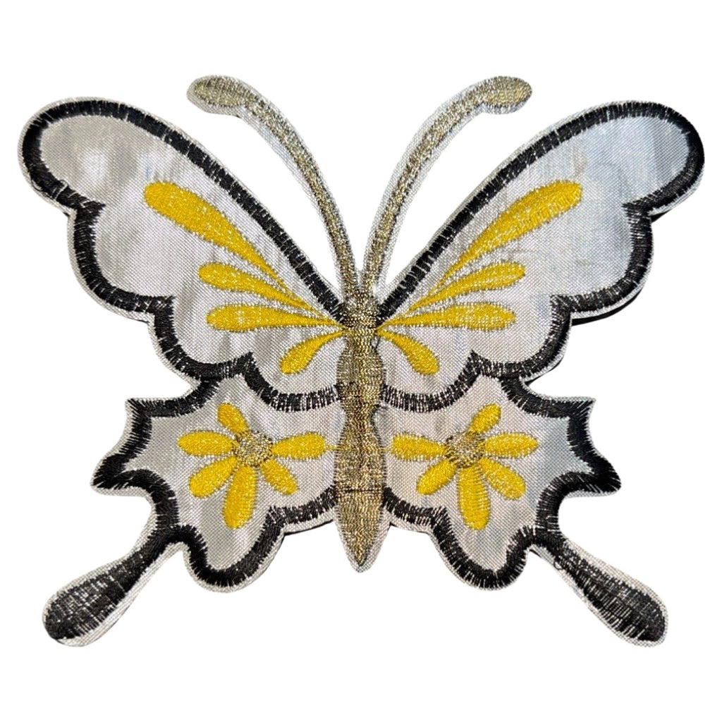 Vlinder Zilverkleurig Strijk Embleem Patch