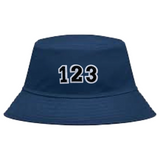 Cijfer Nummer Strijk Patches Embleem Wit Zwart 1,2,3, op een blauwe Bucket Hat
