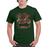 Vintage Motor Easy Rider Strijk Applicatie op een groen t-shirt