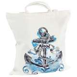 Anker Ahoi Full Color Strijk Applicatie op een wit linnen tas