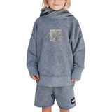 Tribal Paillette Zilver Grijs Sequins Cosplay Strijk Embleem Patch op een grijze hoodie