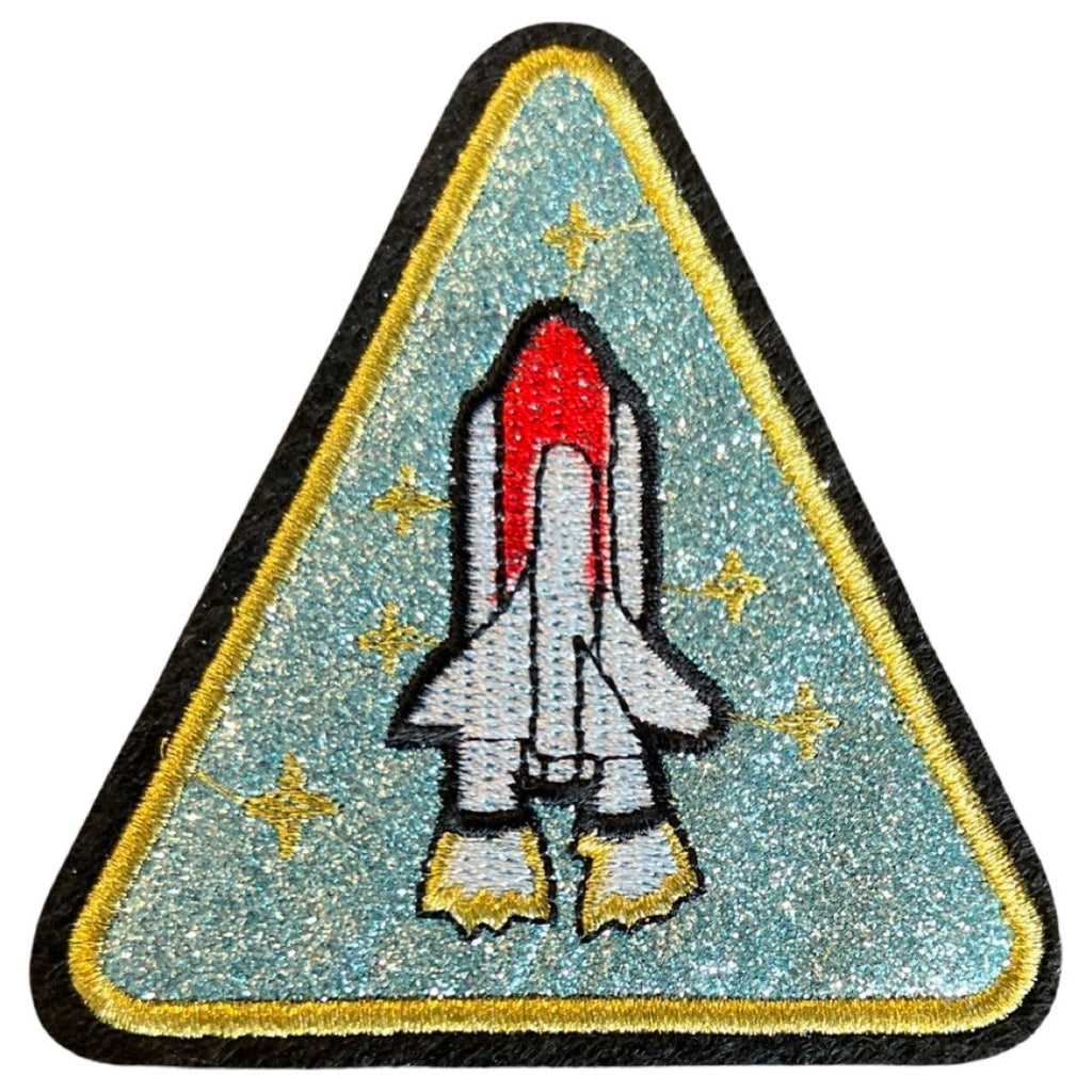 Space Shuttle Glitzer-Emblem-Aufnäher zum Aufbügeln