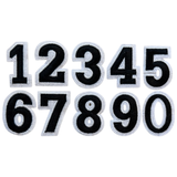 Cijfer Nummer Strijk Patches Embleem Wit Zwart 0 tot 9