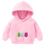 Cijfer Nummer 8, 2 en 5 Strijk Embleem Patches Multicolor op een kleine roze hoodie