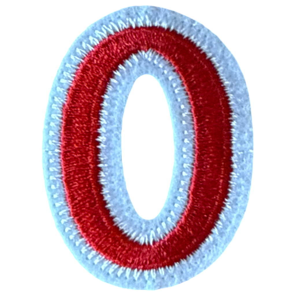 Cijfer Nummer 0 Wit Rood Strijk Patch Embleem