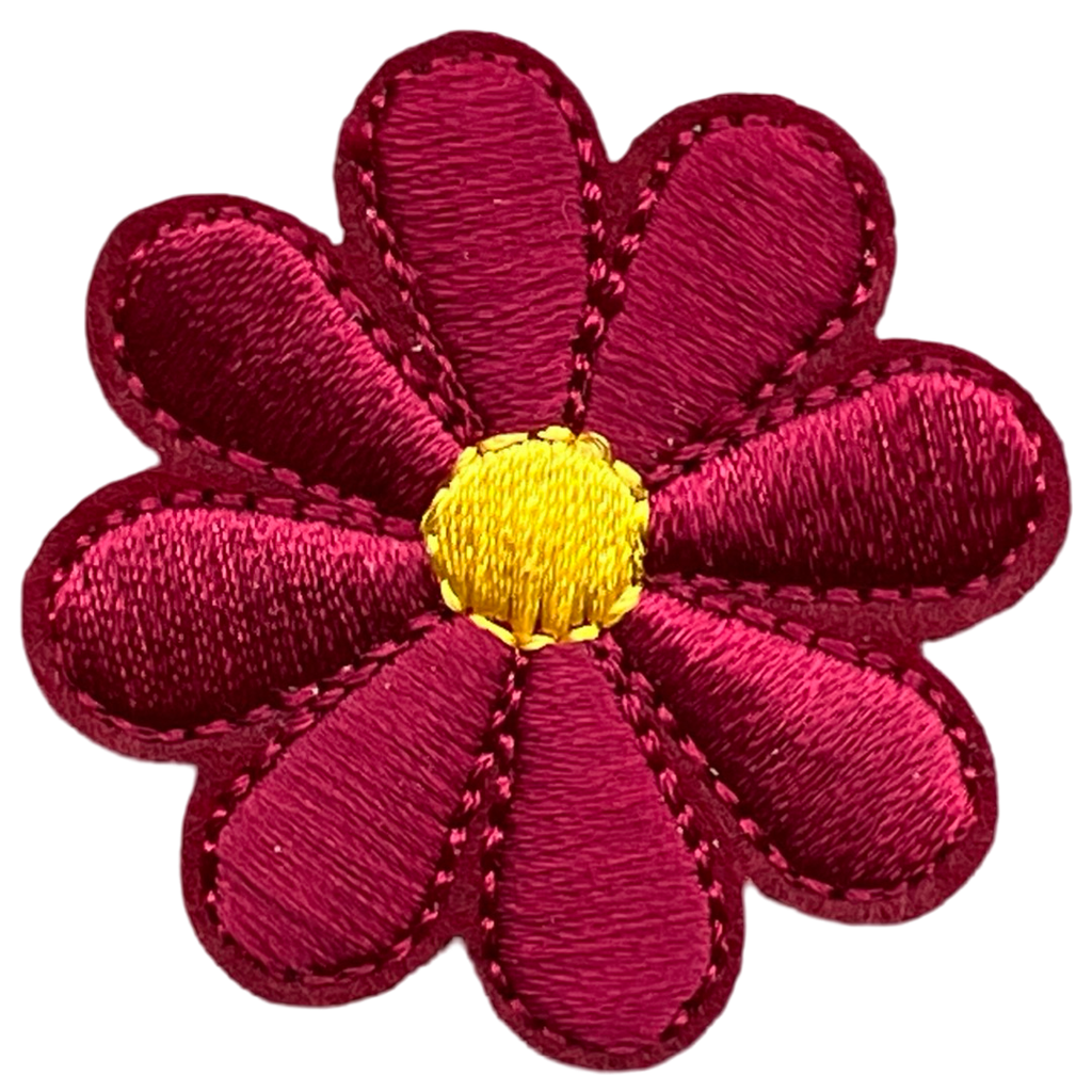 Madelief Bloemetje Strijk Embleem Patch Bordeaux