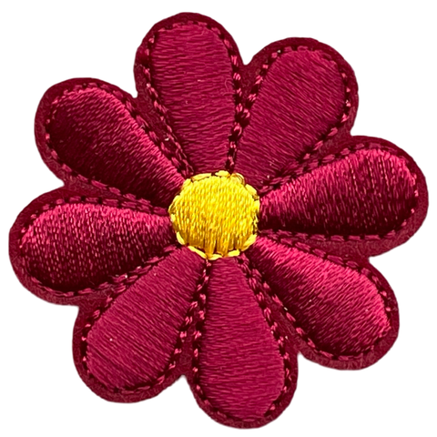 Madelief Bloemetje Strijk Embleem Patch Bordeaux