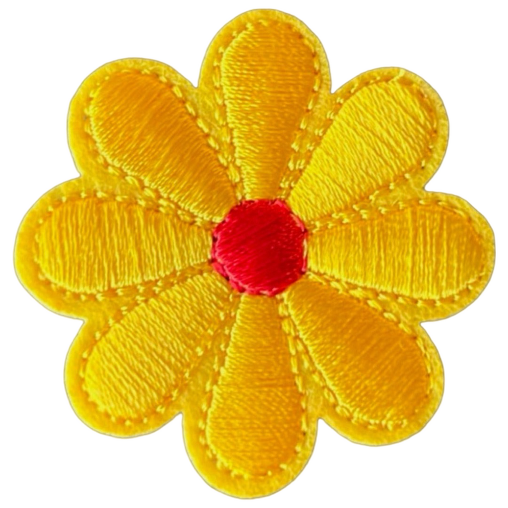 Madelief Bloemetje Strijk Embleem Patch Donker Geel