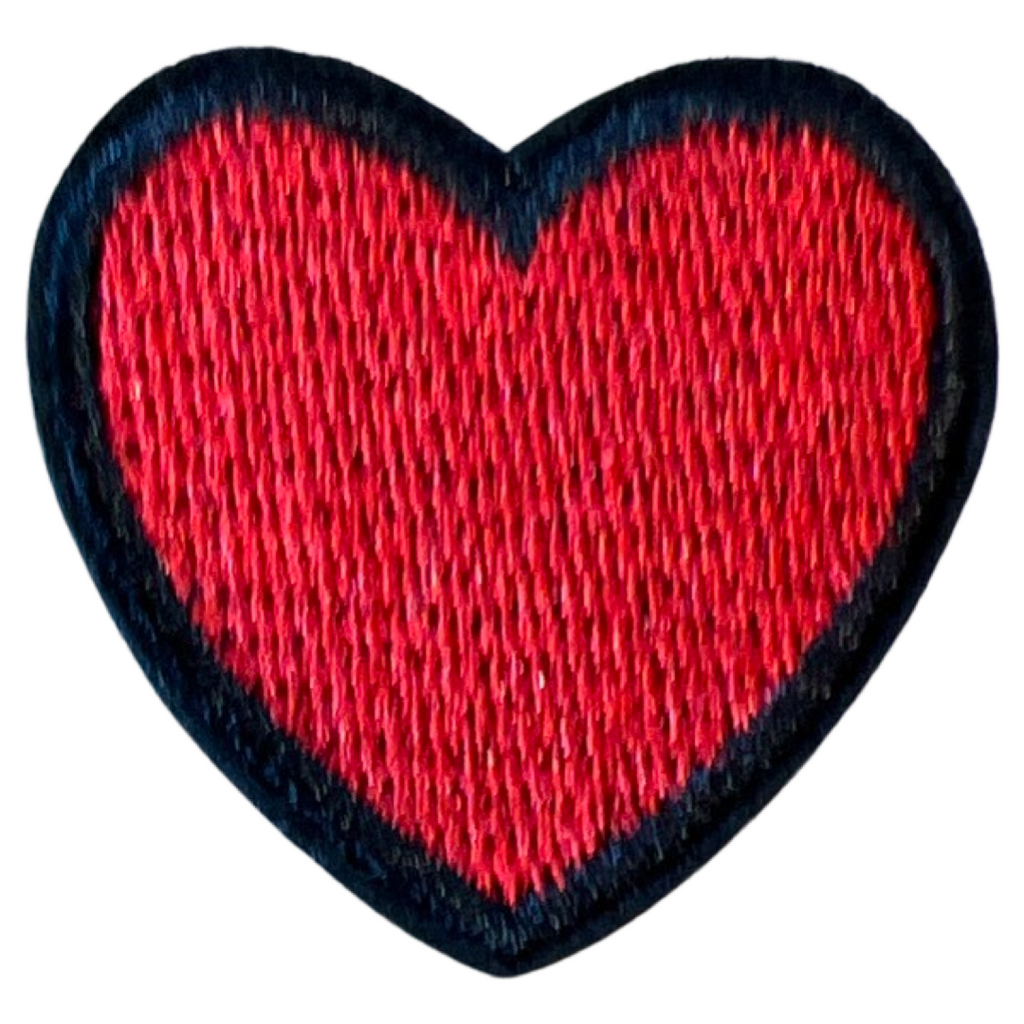 Hartje Rood Zwarte Rand Strijk Embleem Patch