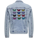 Alle kleur varianten van de v op de rugzijde van een spijkerjasje