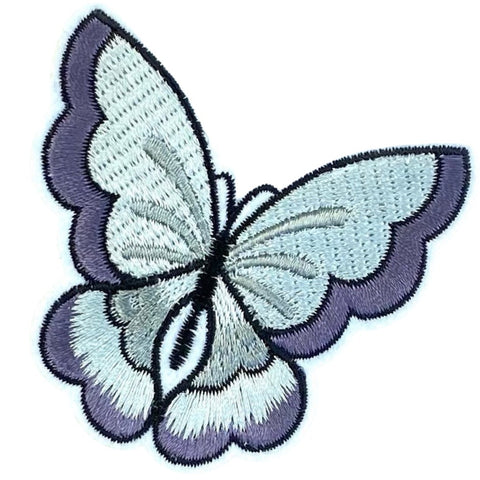 Vlinder Strijk Embleem Patch Grijs