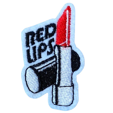 Lipstick Strijk Patch Met Red Lipstick Tekst