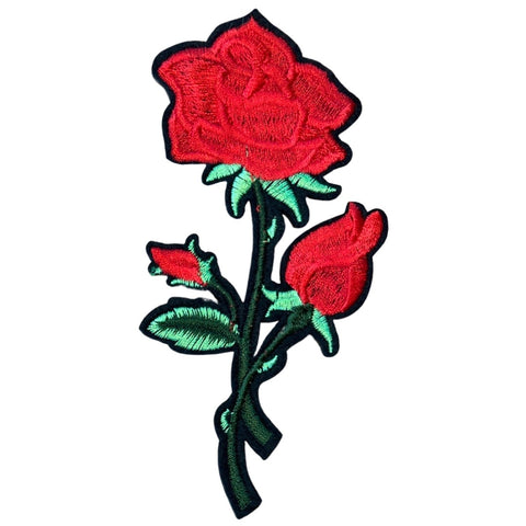 Rode Roos Op Steel Strijk Patch