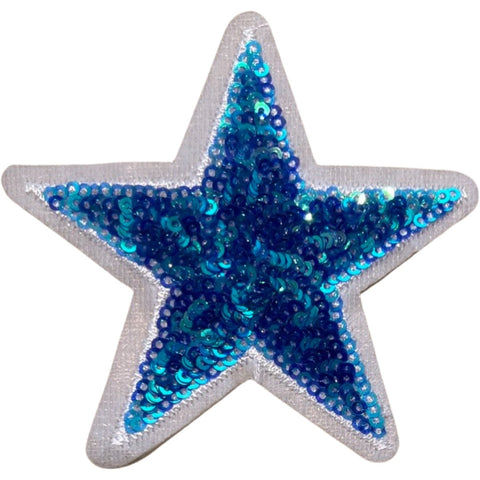 Stern-Glitzer-Pailletten-Emblem-Aufnäher zum Aufbügeln, Blau