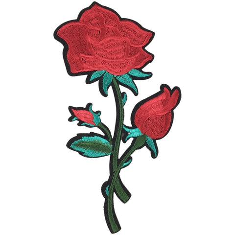 Rozen Op Steel Bloem Strijk Embleem Patch