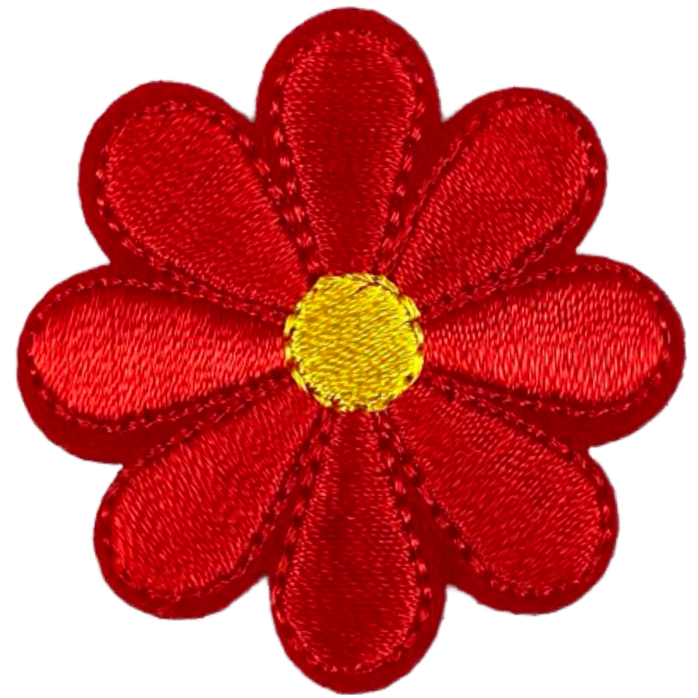 Kleine Madeliefje Strijk Embleem Patch Rood