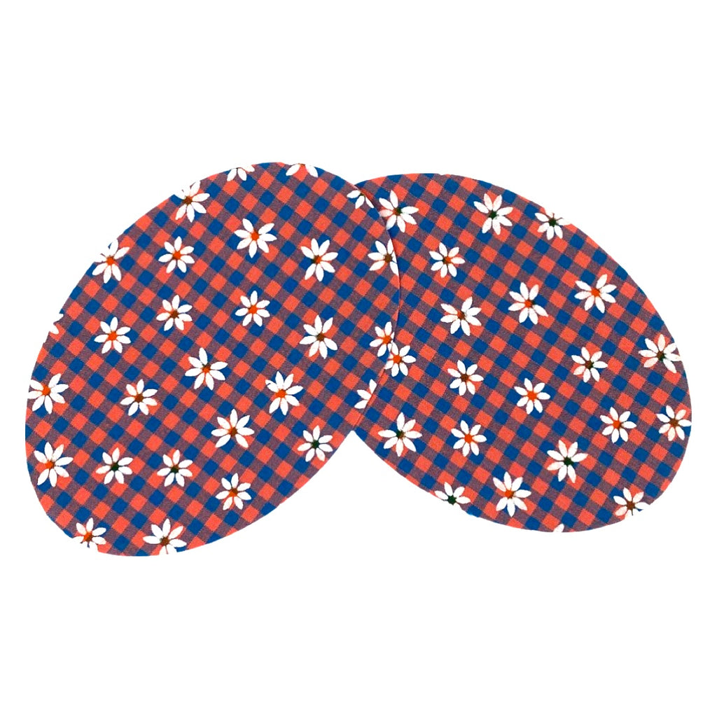 Set Elleboog Knie Strijk Stukken Patches Rood Blauw Geruit Madeliefje