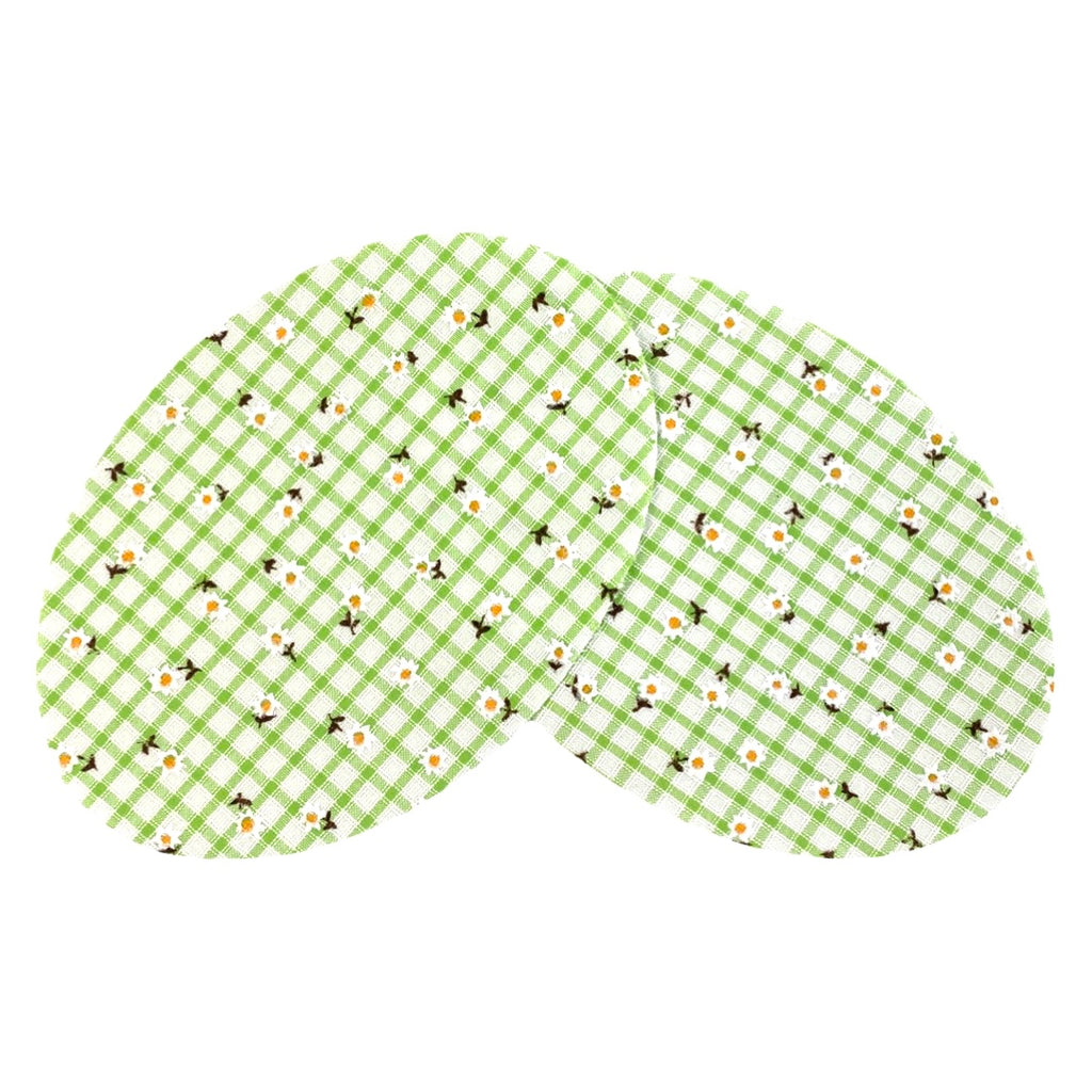 Set Elleboog Knie Strijk Stukken Patches Licht Groen Wit Geruit Wit Bloemetje