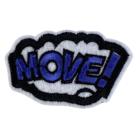 MOVE Tekstwolkje Paars Blauw Strijk Embleem Patch