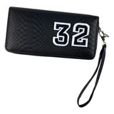 Cijfer Strijk Embleem Patches Zwart Wit op een zwarte portemonee