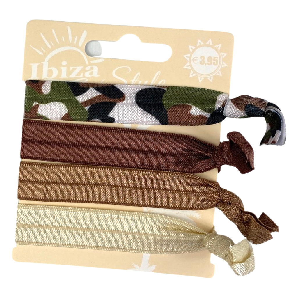 Ibiza Style Haar Elastiek Bruin Camel Tinten Camouflageprint