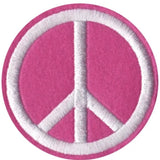 Peace Sign Vredes Teken Strijk Embleem Patch Rond Roze