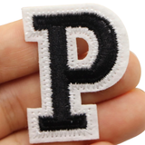 Alfabet Strijk Embleem Letter P Patch Zwart Wit