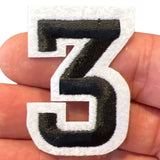 Nummern-Emblem-Aufnäher zum Aufbügeln in Schwarz und Weiß