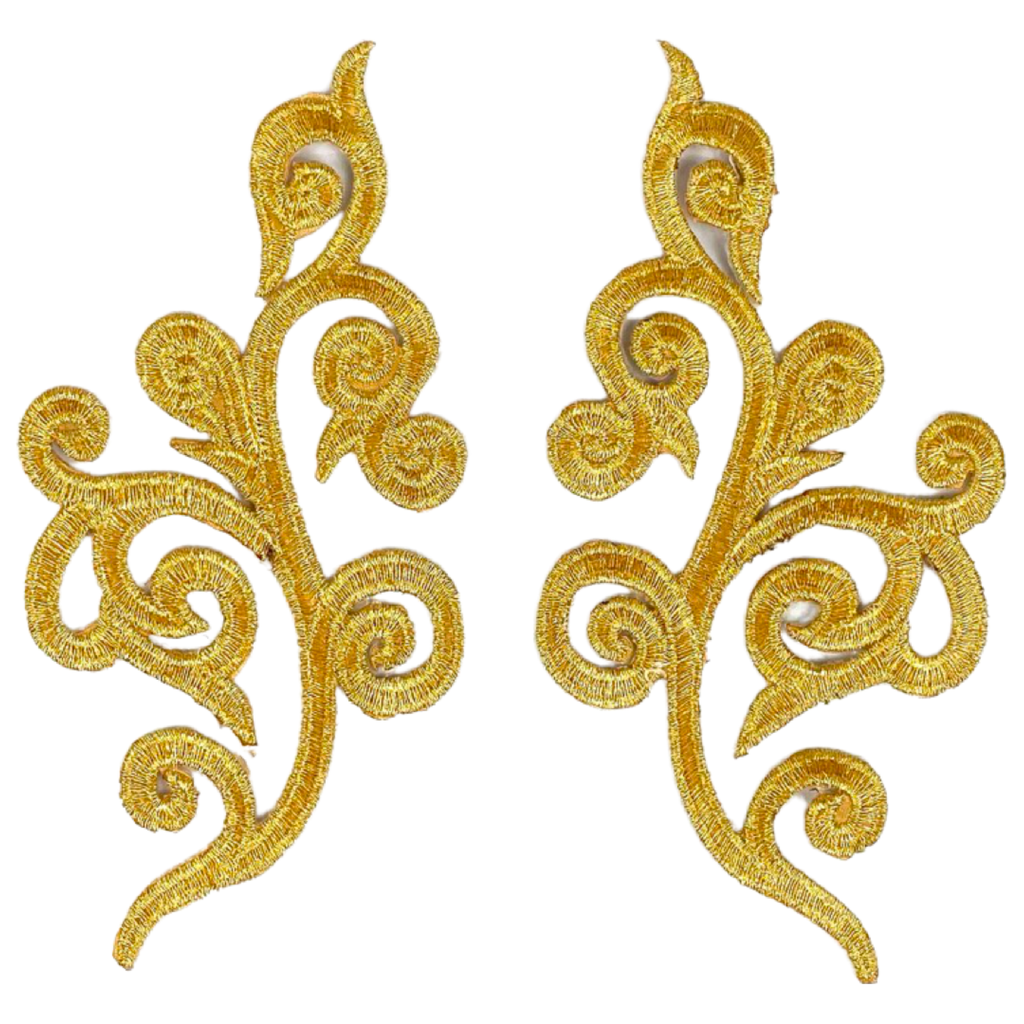 Set van twee Kant Cosplay Sequins Strijk Applicatie Patches Goud