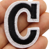 Alfabet Strijk Embleem Letter C Patch Zwart Wit