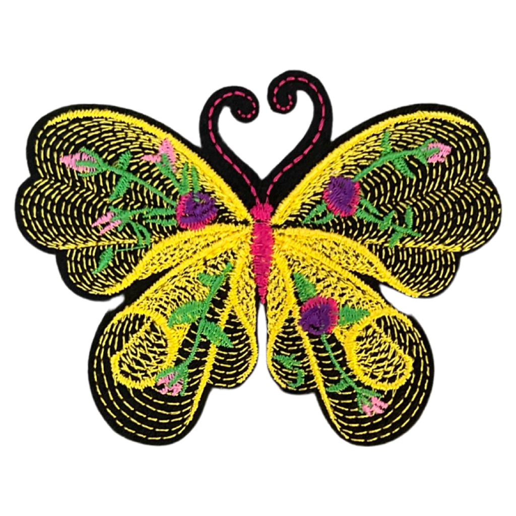 Vlinder Strijk Embleem Patch Artistiek Geel