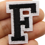 Alfabet Strijk Embleem Letter F Patch Zwart Wit