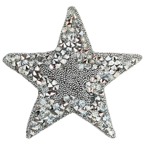 Ster Strass Strijk Embleem Patch Zilver
