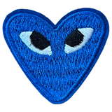 Hartje Met Oogjes Strijk Embleem Patch Donker Blauw