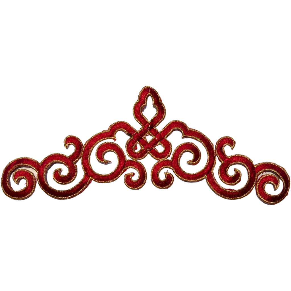 Cosplay Sequins Venetiaans Kant Strijk Applicatie Patch Bordeaux Rood