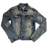 Cijfer Nummer Strijk Embleem Patches Zwart Wit op een spijkerjasje