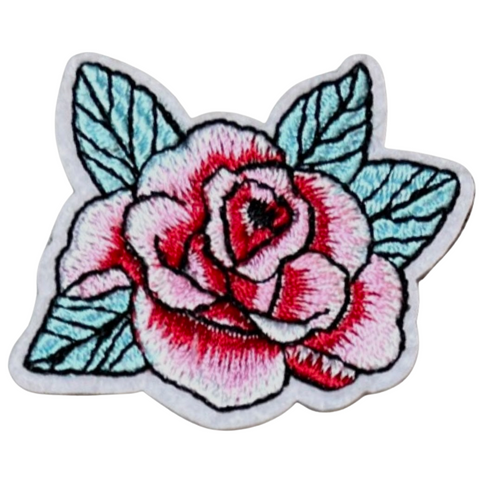 Roos Strijk Embleem Patch Bordeaux Rood Roze