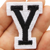 Alfabet Strijk Embleem Letter Y Patch Zwart Wit