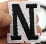 Alfabet Strijk Embleem Letter N Patch Zwart Wit