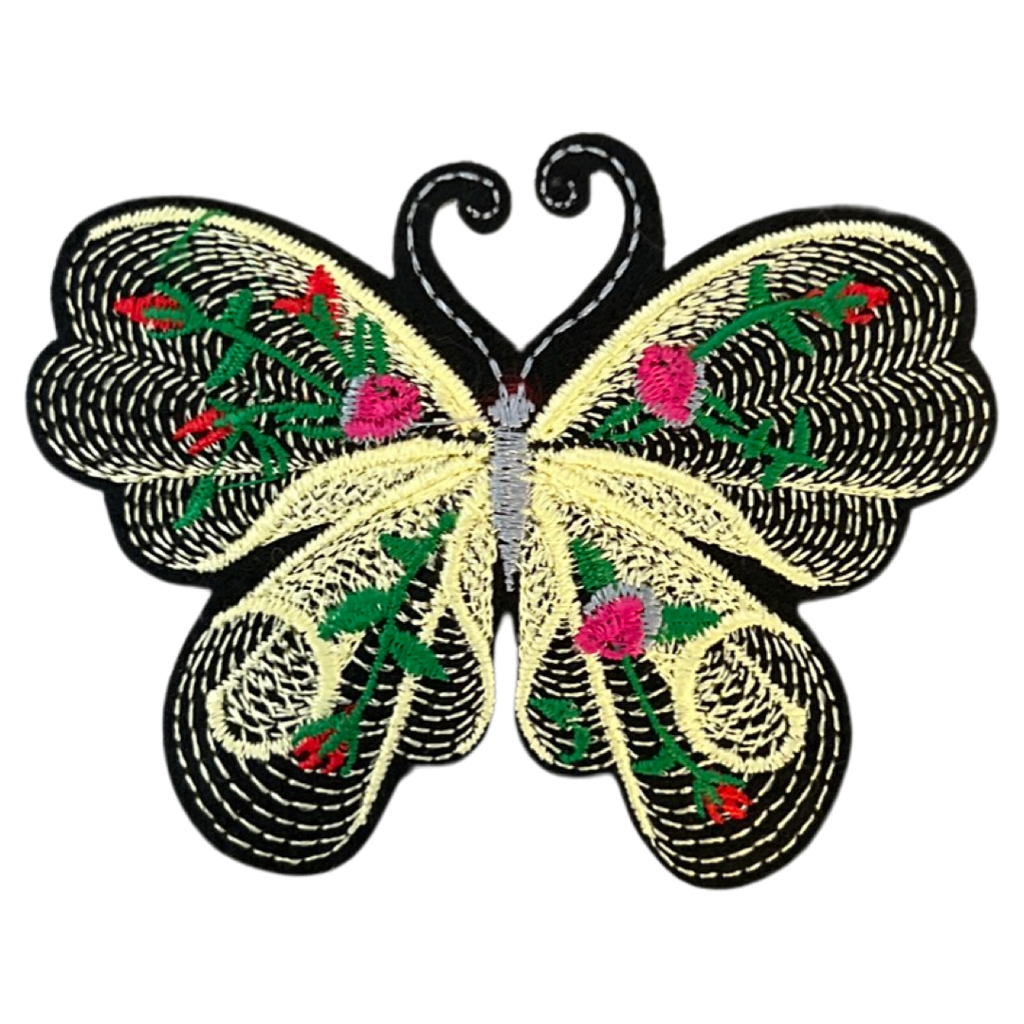 Vlinder Strijk Embleem Patch Artistiek Lichtgeel